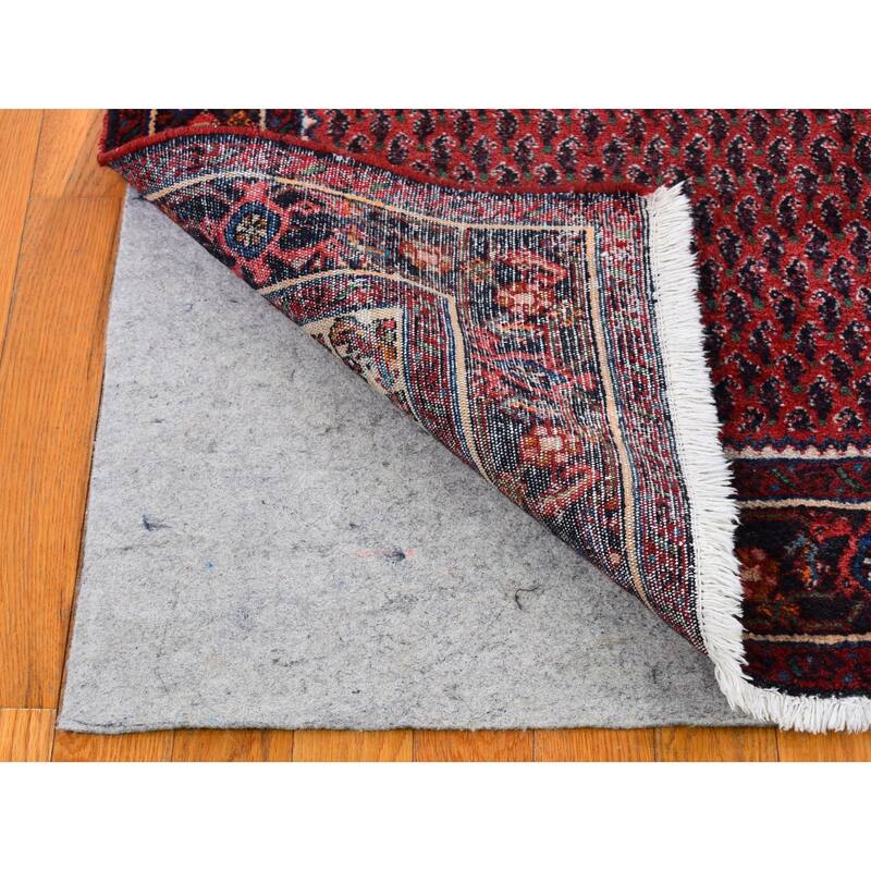 Shahbanu Rugs Full Pile Vintage Persian Senneh Pure Wool Runner Denser Weave Red Hand Knotted